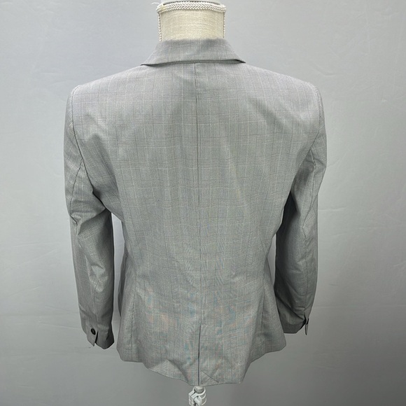Zara Jacket Womens 10 Gray Herringbone Blazer One Button Preppy Classic - Picture 9 of 12